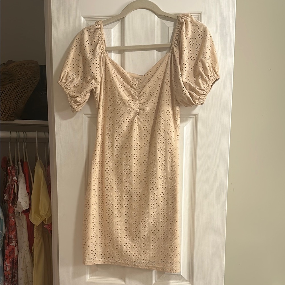 Yellow Eyelit Mini Dress